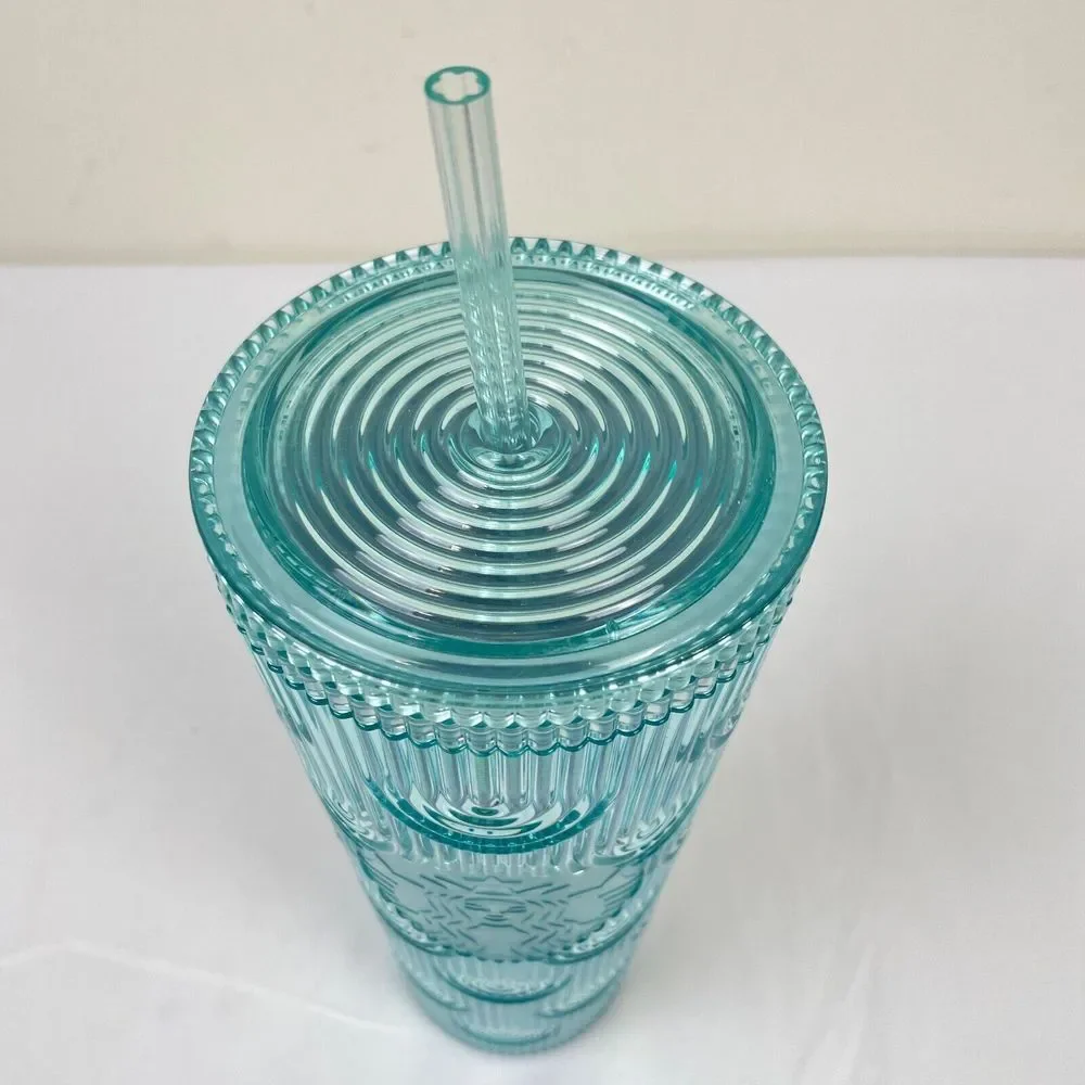 Starbucks 2022 Rainbow Teal Iridescent‎ Mermaid Scales Tumbler 24 oz